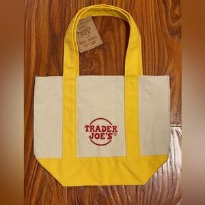 NWT - Trader Joe's Canvas Mini Tote - Yellow New With Tags